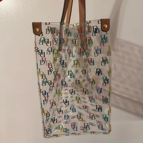 Dooney & Bourke Colorful Logo Tote with Tan Straps - Picture 4 of 10